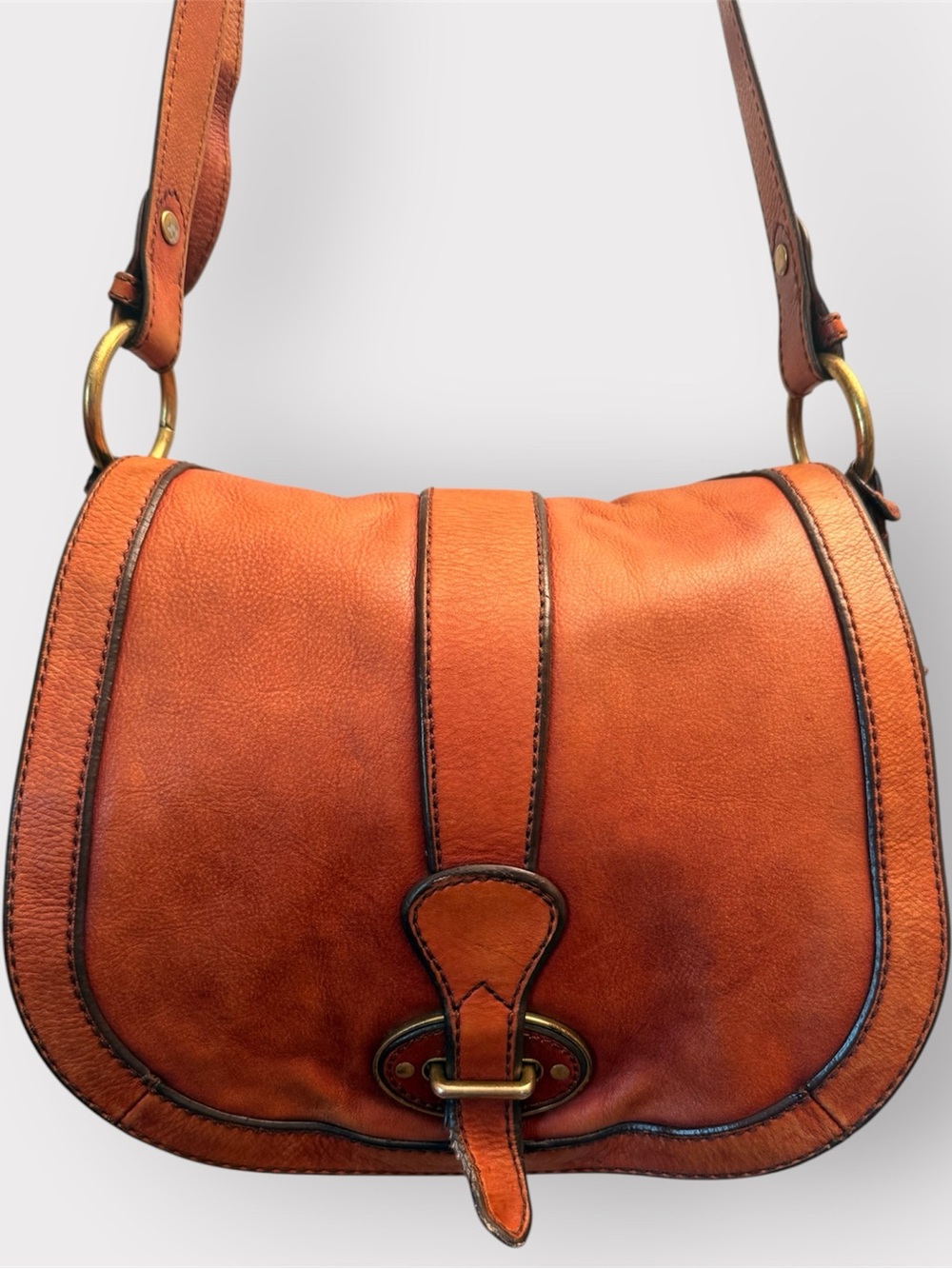 Vintage Fossil Leather Saddle Shoulder/crossbody Bag
